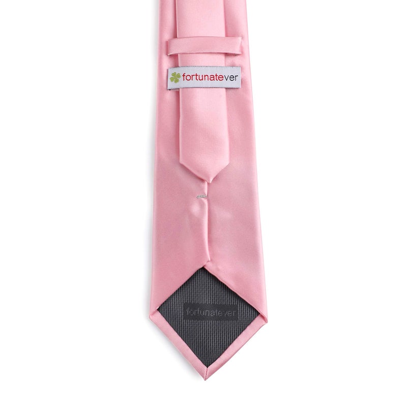 fortunatever Men's Solid Satin Necktie,Blush Pink Ties For Men With Gift Box - Image 2